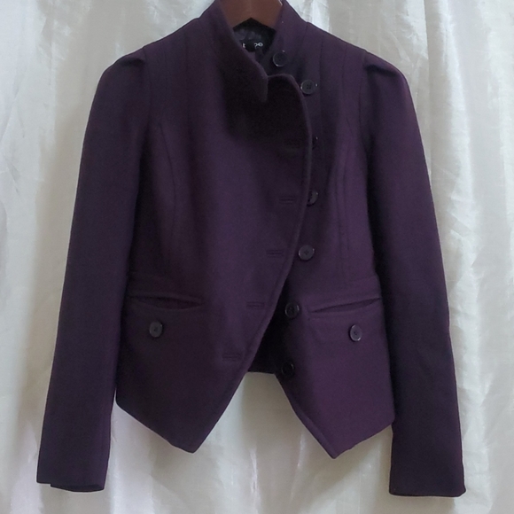 BEBE WOOL PURPLE CROPPED JACKET XS - Picture 1 of 11